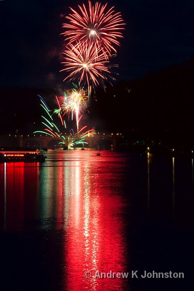 0709_40D_7908.jpg - We were in Heidelberg for the Castle Festival, which features fireworks from the old bridge (rebuilt in 1947!), and the Castle. Unfortunately there were technical problems with the fireworks at the Castle, but the ones from the bridge worked well.