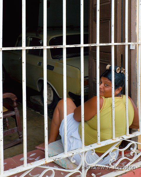 1110_7D_3753.jpg - Woman keeping car safe inside in Trinidad, Cuba